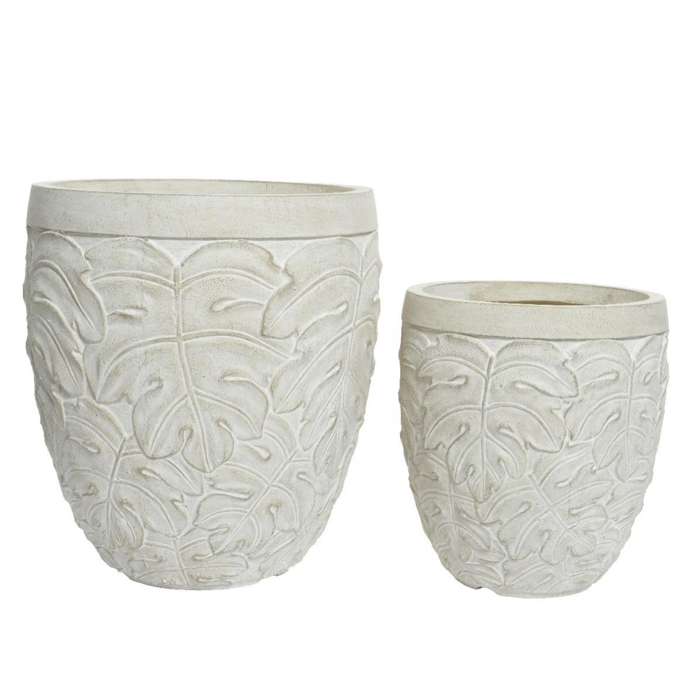 SET 2 VASI BEIGE DEC FOGLIE H4